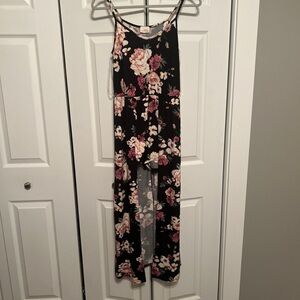NWT Black Floral High-low floral romper - Size Small